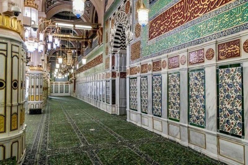 The interior of the Prophet's Mosque in Madinah. SPA