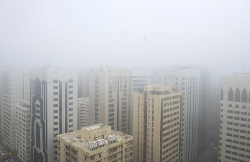 Abu Dhabi, United Arab Emirates -  Dense fog in the city of Abu Dhabi on Christmas morning, December 25, 2017. (Khushnum Bhandari/ The National)
