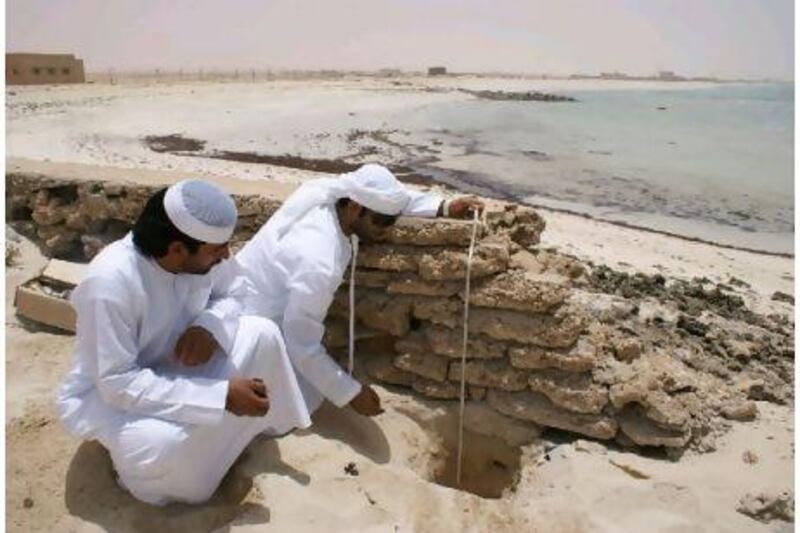 The exposed harbour walls at Sag Barakah extend more than 100 metres out to sea.