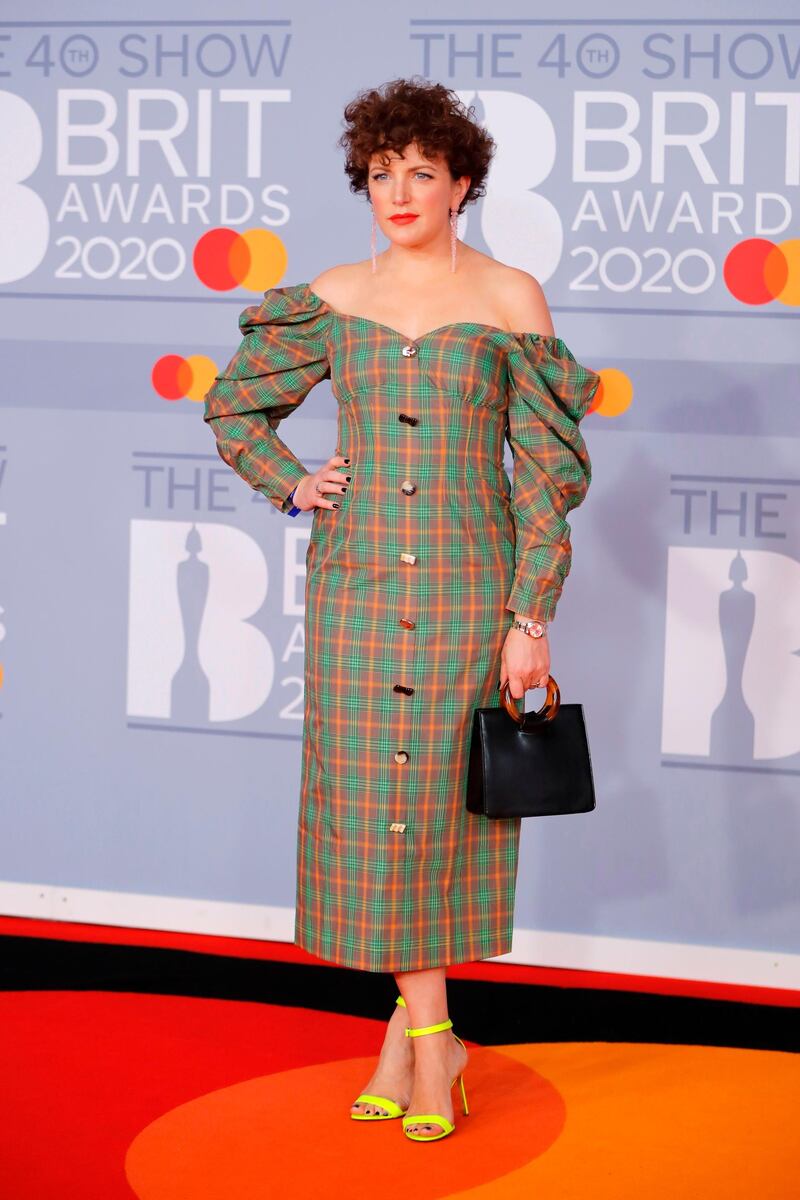 Annie Mac arrives at the Brit Awards 2020 at The O2 Arena on Tuesday, February 18, 2020 in London, England. AFP