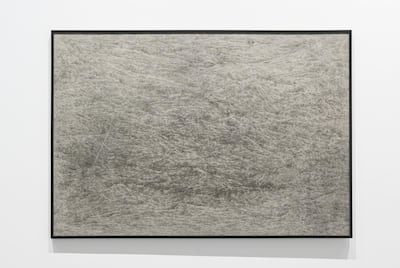 Charcoal on cloth work by Minam Apang entitled 'Seas' (2019). Courtesy of the artist and Chatterjee & Lal, Mumbai and Sharjah Art Foundation