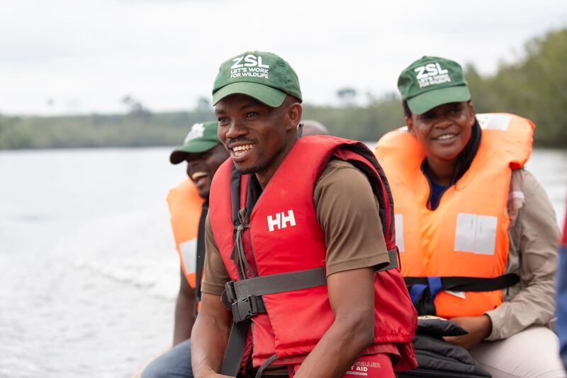 ZSL conservationists in Douala-Edea Cameroon. Courtesy Zoological Society of London 