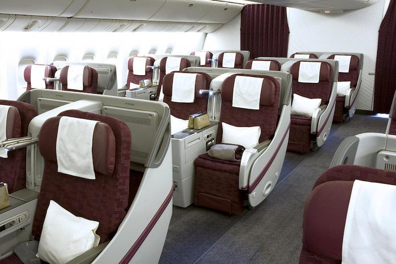 The seats come with a massage button and leg and back reclines. Courtesy Qatar Airways