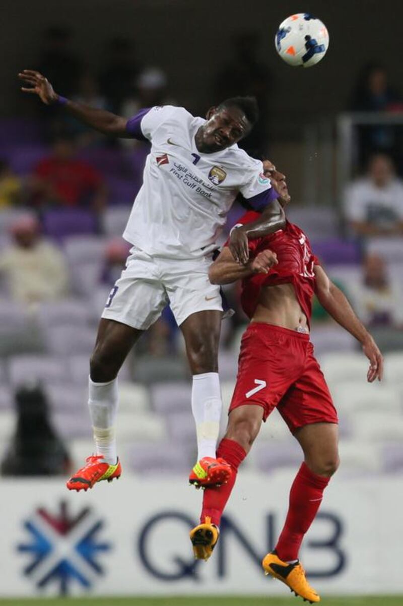 Asamoah Gyan scored in the 16th and 73rd minute to pace Al Ain in their 3-1 victory over Tractor Sazi in an Asian Champions League match on Tuesday night. AFP PHOTO / KARIM SAHIB

