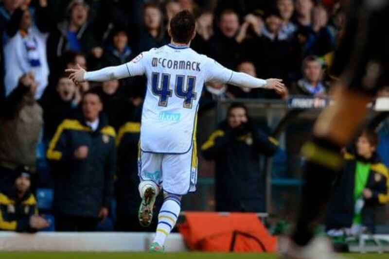 Leeds United's Ross McCormack celebrates after scoring against Tottenham Hotspur