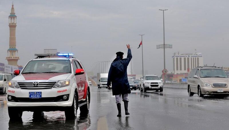 RAK Police have stepped up patrols to help deal with any weather-related accidents. Courtesy RAK Police
