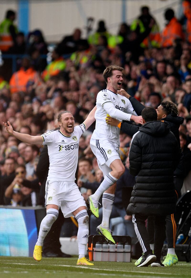 Leeds United's Patrick Bamford celebrates his opening goal. AFP