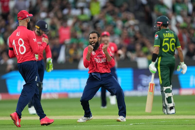 Adil Rashid - 9. Slowed down his pace to extract maximum help from the pitch. Pakistan batsmen simply couldn't get on top of him, plus bowled a wicket maiden. Took the momentum out of the innings in the middle phase after Livingstone went for 16 in one over. Getty

