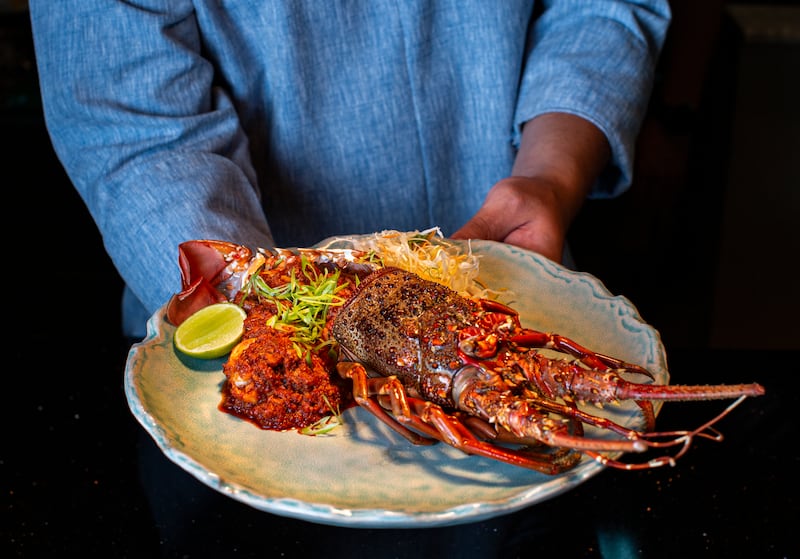 Fresh catch is served with sauces such as black pepper,  Singaporean chilli,  bumbu bali and rica rica.