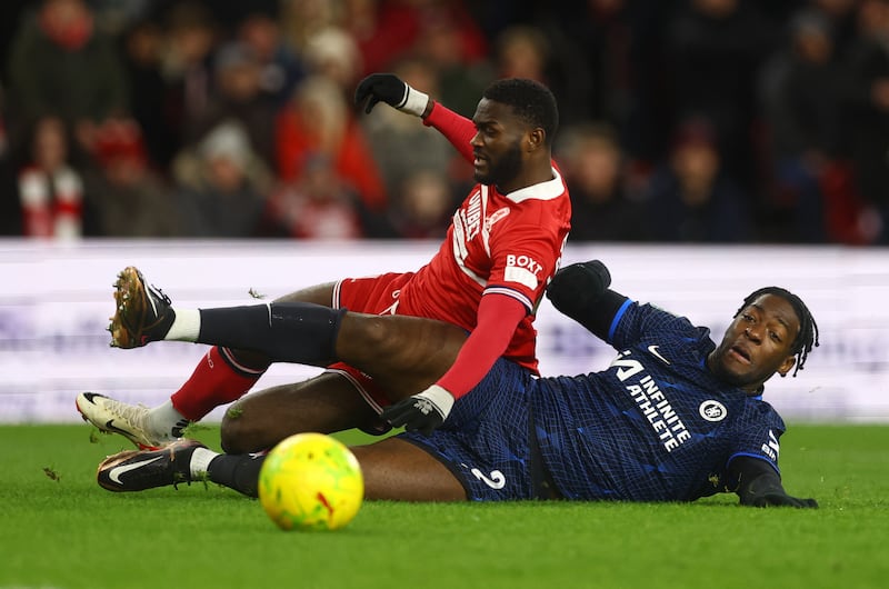On another day, and with VAR in action, could have given away first-minute penalty for crunching tackle on Latte Lath that ended the Boro’s man’s match. Ludicrous shot for goal in 55th minute from 25 metres out flew high and wide. Reuters