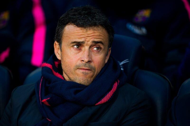 Barcelona manager Luis Enrique Martinez observes his side during their 5-1 win over Espanyol in La Liga on Sunday. Alex Caparros / Getty Images / December 7, 2014