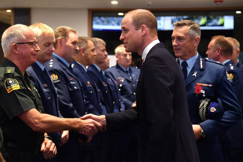 The Duke of Cambridge meets with key operations police staff and St Johns ambulance staff during his visit to the Justice and Emergency Services Precinct. AFP