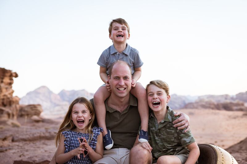 Prince William and his children in Jordan in the autumn of 2021. PA