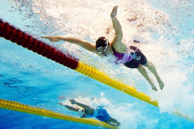 Hungarian Katinka Hosszu competing in the 200m butterfly preliminary event at the European swimming championships earlier this month in Berlin. Damien Meyer / AFP

