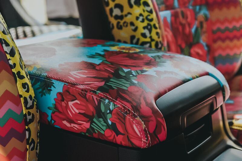 Florals feature heavily in the design.