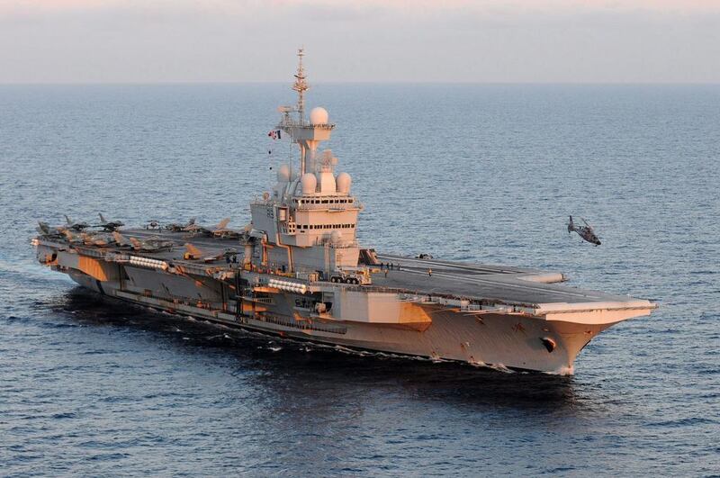 The only aircraft carrier in the French Navy’s fleet, the Charles de Gaulle heads for the eastern Mediterranean. EPA