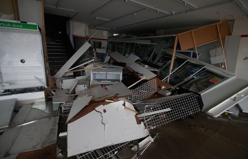 A damaged store in Busan. The typhoon was moving at a speed of 43 metres a second when it made landfall. EPA