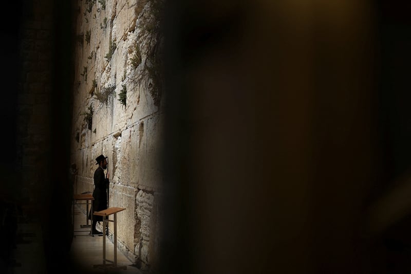 A Jewish worshipper prays at the Western Wall in the Old City of Jerusalem. Reuters