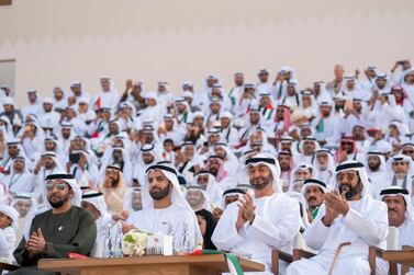 Sheikh Mohamed bin Zayed, Crown Prince of Abu Dhabi and Deputy Supreme Commander of the Armed Forces, attends the March of the Union.