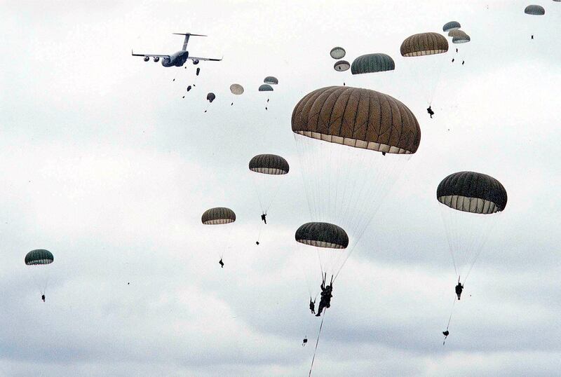 US paratroopers in Ukraine's western Lviv region during a Nato-sponsored training exercise in 2020. AP