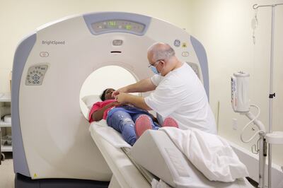 A woman undergoes a CT scan at the Carolina Blood and Cancer Centre, in the US. Getty Images