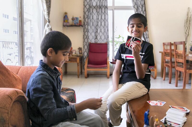 DUBAI, UNITED ARAB EMIRATES - JUNE 26, 2018. 

Rishi, 9, and his brother Rohan, 6, donated their hair two weeks ago to chemotherapy patients through an NGO.

The boys began growing their hair in February last year.

(Photo by Reem Mohammed/The National)

Reporter: Patrick Ryan 
Section: NA