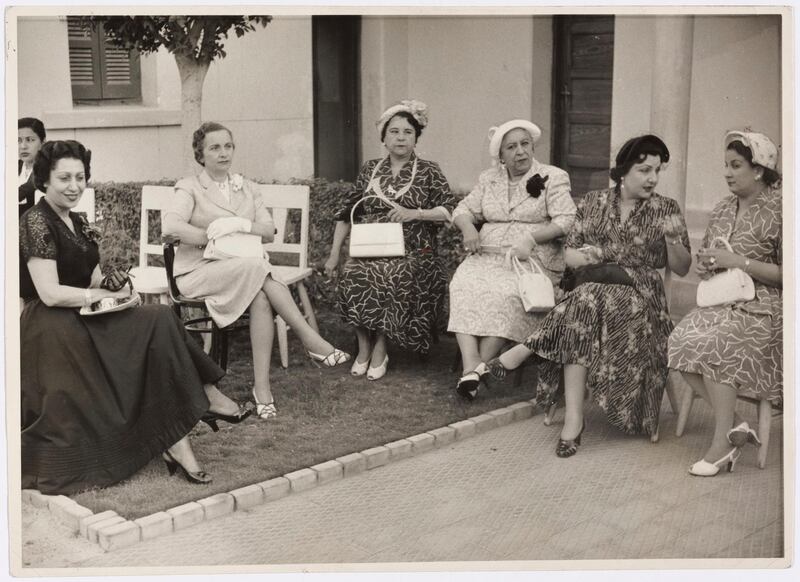 A portrait of Union Feministe founded by Hoda Chaaraoui, taken about 1950 in Beirut. The Arab Image Foundation
