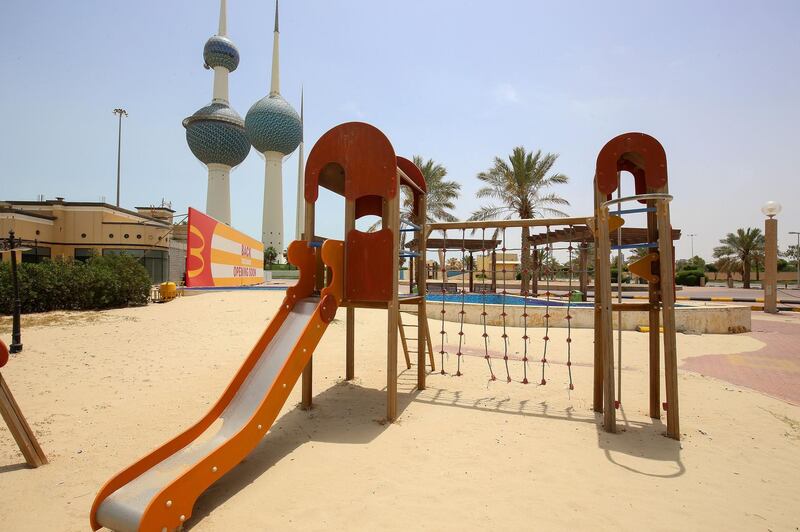 A view of a deserted playground near Kuwait Towers during the lockdown in Kuwait city. AFP