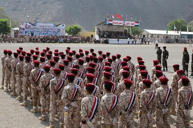 Newly recruited troopers take part in a graduation parade in Aden, Yemen August 1, 2019. REUTERS/Fawaz Salman