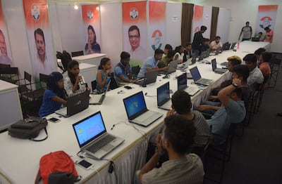 A Congress party campaign room from 2019 in Mumbai. Getty Images