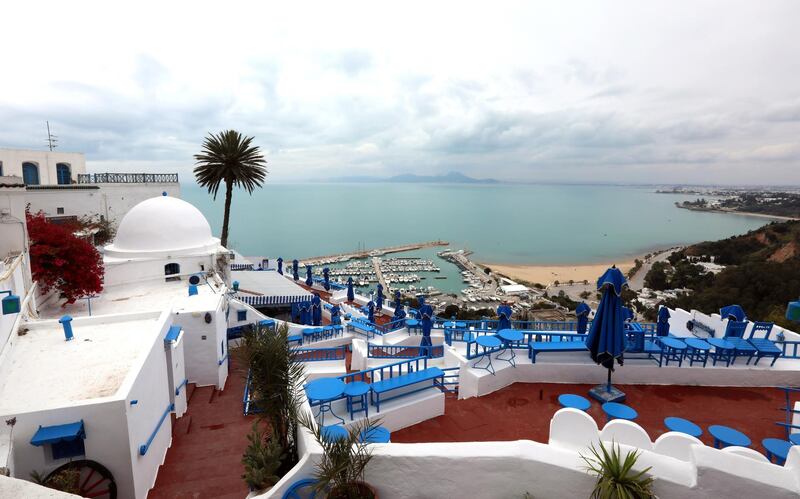 The 'Cafe des Delices' empty after the nation-wide quarantine was declared as part of measures to halt the spread of the novel coronavirus pandemic in Sidi Bou Said town, near Tunis, Tunisia.  EPA