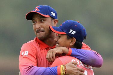 Paras Khadka, left, is not Nepal's captain anymore but remains an important figure. Satish Kumar for The National