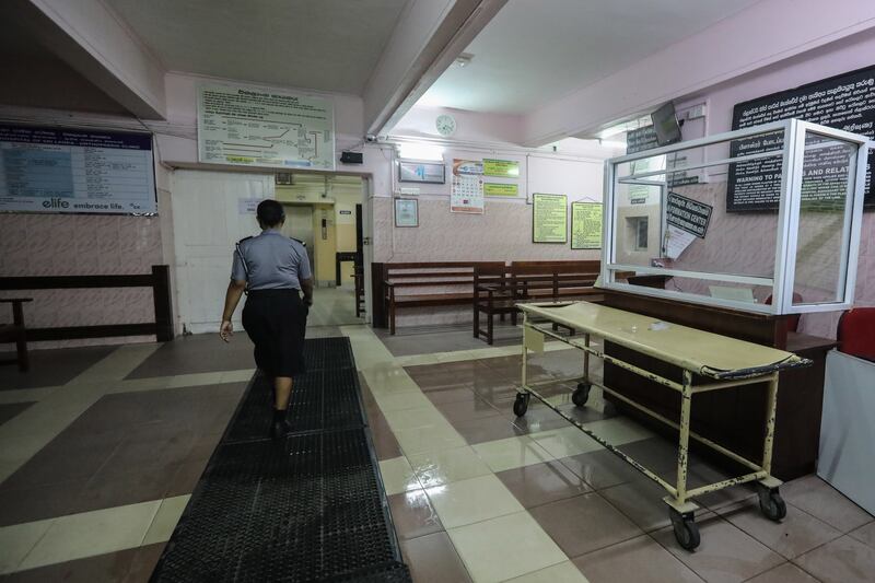 A deserted outpatient department during the island-wide strike at the National hospital in Colombo. EPA