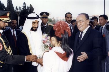 Photographs from the Aletihad archive capture Sheikh Zayed's visit to China in 1990. Courtesy Aletihad
