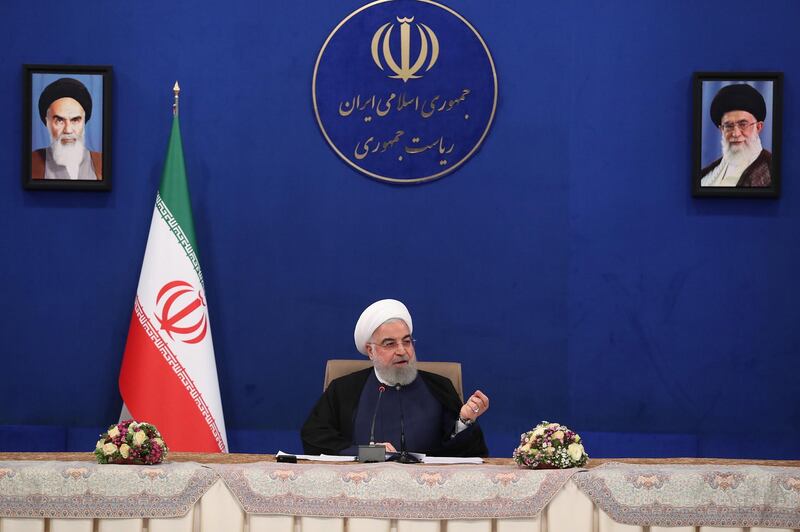 epa08404323 A handout picture made available by the Iranian presidential office shows Iranian president Hassan Rouhani speaking during the cabinet meeting in Tehran, Iran, 06 May 2020. According to media reports, Rouhani said that there is no JSPOA (nuclear deal) for the US anymore. Rouhani reportedly added that if the US wants to return to the deal, it would have to repent and compensate for the losses.  EPA/IRANIAN PRESIDENT OFFICE HANDOUT  HANDOUT EDITORIAL USE ONLY/NO SALES