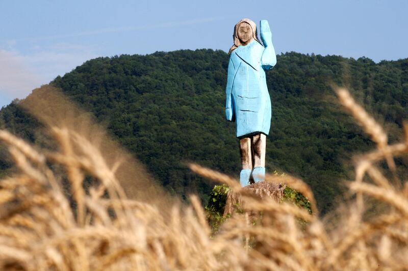 Life-size wooden sculpture of U.S. first lady Melania Trump is officially unveiled in Rozno, near her hometown of Sevnica, Slovenia, July 5, 2019. REUTERS/Borut Zivulovic     TPX IMAGES OF THE DAY