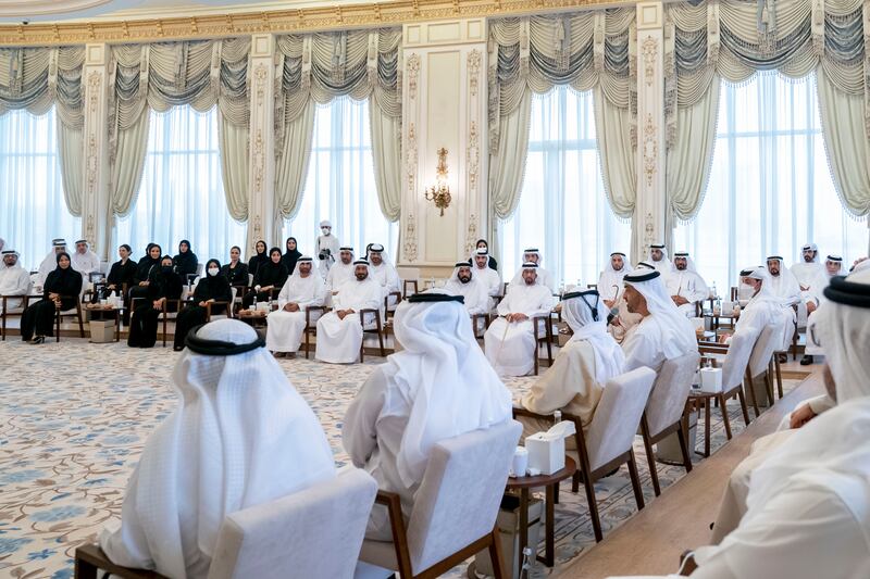 Sheikh Mohamed bin Zayed, Crown Prince of Abu Dhabi and Deputy Supreme Commander of the Armed Forces delivers a speech.