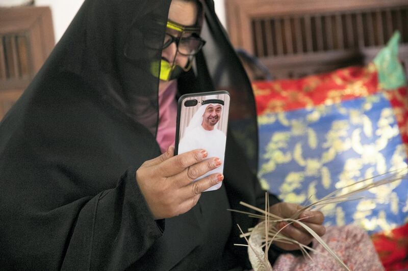 ABU DHABI, UNITED ARAB EMIRATES - JUNE 12, 2018. 

Handicrafts workshop at Al Ain Palace Museum. Running several days a week throughout the year, a group of women teach the community Telli, Khoos, and Sadu.

Located on the western edge of Al Ain Oasis, the Palace of the late Sheikh Zayed bin Sultan Al Nahyan was built in 1937. It was converted into a museum in 1998 and opened to the public in 2001. 

(Photo by Reem Mohammed/The National)

Reporter: 
Section: WK
