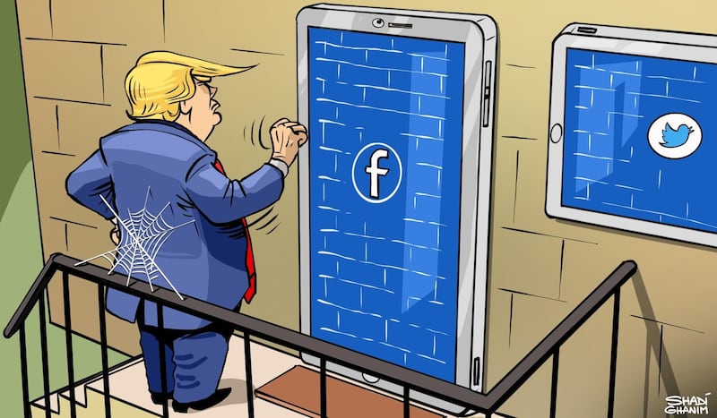 Our cartoonist's take on Donald Trump launching a new website after his social media ban