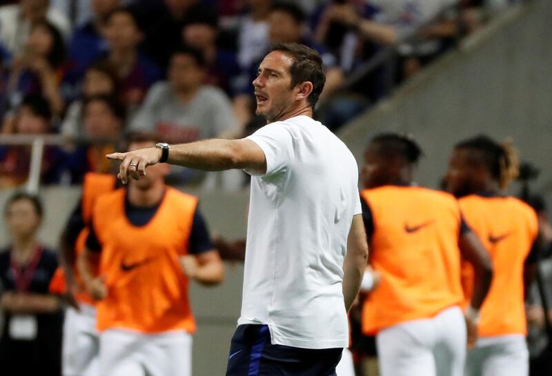 Chelsea manager Frank Lampard shouts instructions from the sidelines. Reuters