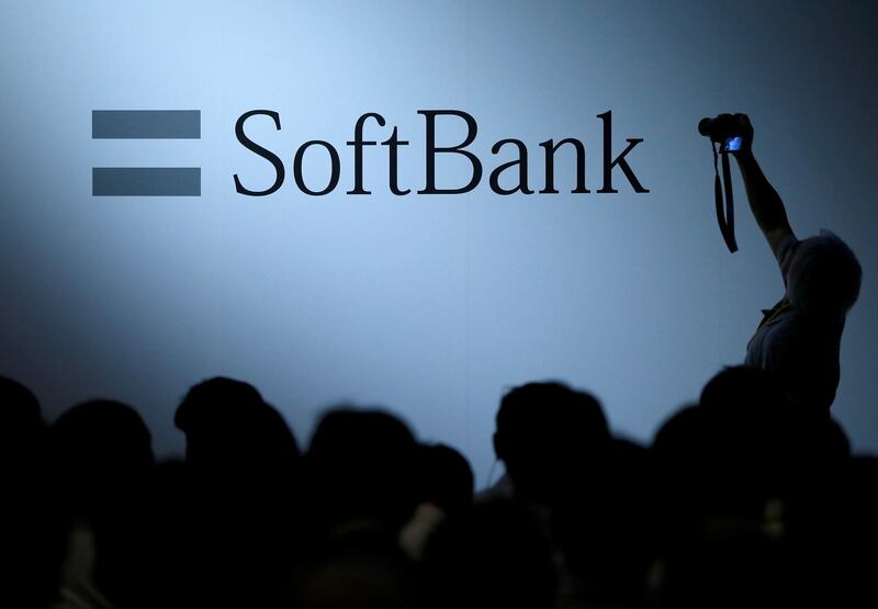 FILE PHOTO: The logo of SoftBank Group Corp is displayed at SoftBank World 2017 conference in Tokyo, Japan, July 20, 2017. REUTERS/Issei Kato/File Photo