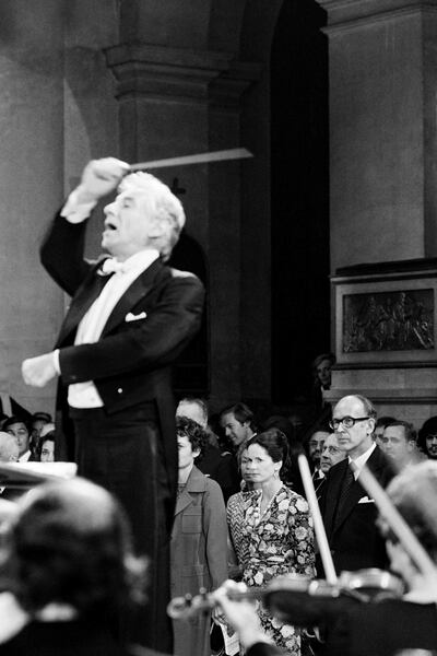 US conductor Leonard Bernstein performs in Paris in 1975. AFP