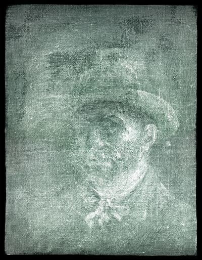 The X-ray Vincent Van Gogh portrait that shows a bearded sitter in a brimmed hat with a neckerchief loosely tied at the throat, with his left ear on show. PA Media 