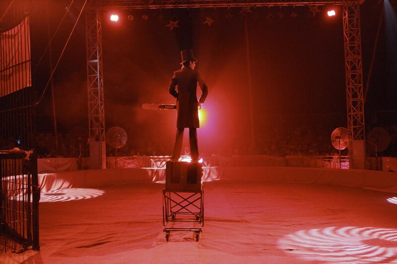 United Arab Emirates - Abu Dhabi - April 13 - 2010 : Russian magician Pavel perform at the European-Egyptian-Russian Circus at the Community Market in Khalifa Park.( Jaime Puebla / The National )