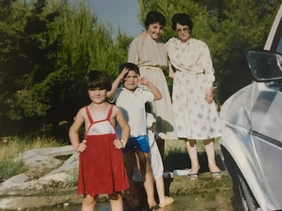 Young Itab with her mother, Donia, aunt, and brother in Raqqa, Syria. Photo: Itab Azzam