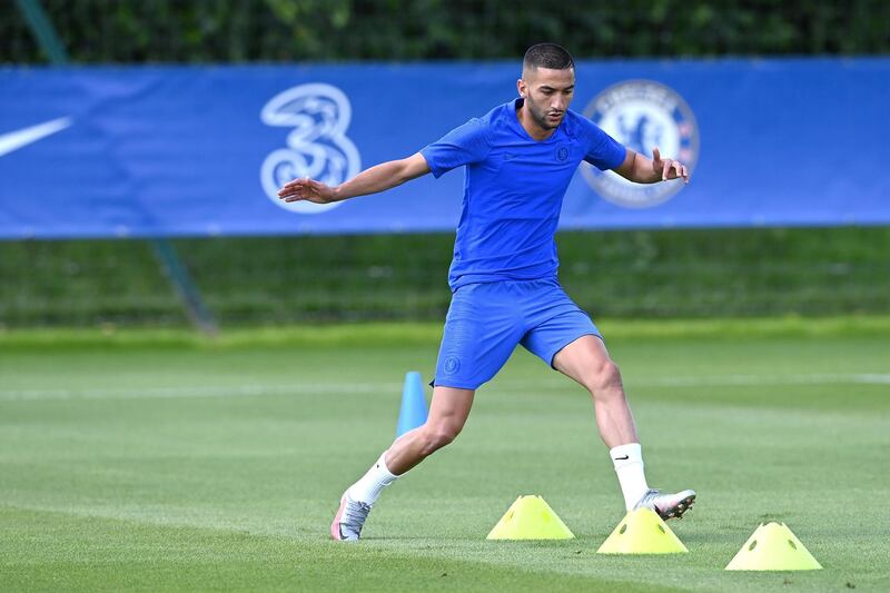 COBHAM, ENGLAND - JULY 21: Hakim Ziyech of Chelsea during a training session at Chelsea Training Ground on July 21, 2020 in Cobham, England. (Photo by Darren Walsh/Chelsea FC via Getty Images)