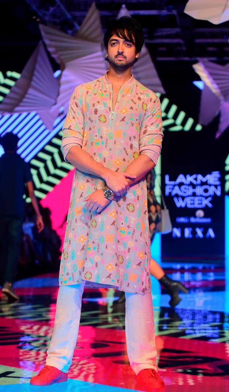 Priyank Sharma poses for a photograph during Lakme Fashion Week in Mumbai on February 15, 2020. AFP