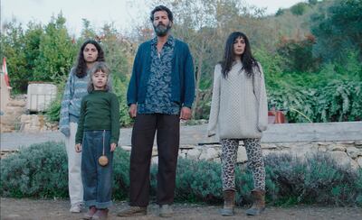 A scene from Mounia Akl's 'Costa Brava, Lebanon', which stars Nadine Labaki, right, and Saleh Bakri, centre. Mounia Akl