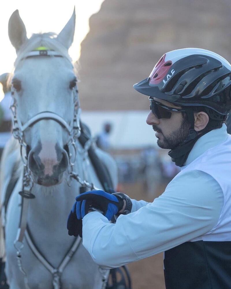 Sheikh Hamdan taking part in the Two Holy Mosques Endurance Cup in Al Ula, Saudi Arabia. Twitter/ @HamdanMohammed