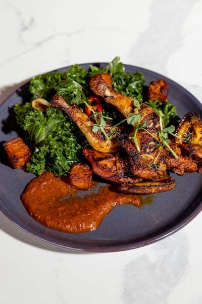 Al Pastor baby chicken is one of several Mexican-themed mains. Photo: Barbossa
